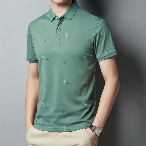 

cotton shirt summer style mens polos short sleeve printed shirts man clothing casual slim fit, White;black
