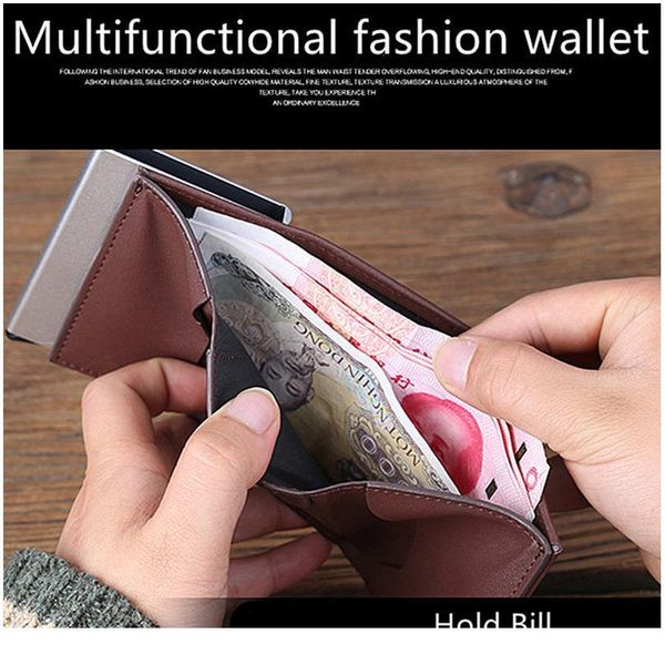 

bycobecy rfid business id cardholder slim card case mini wallet blocking genuine leather credit card holder alumin jllnxv