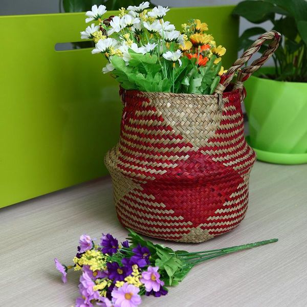 

storage baskets 3pieces retro wicker handmade folding laundry sundries toys picnic fruit seagrass basket home garden organizer