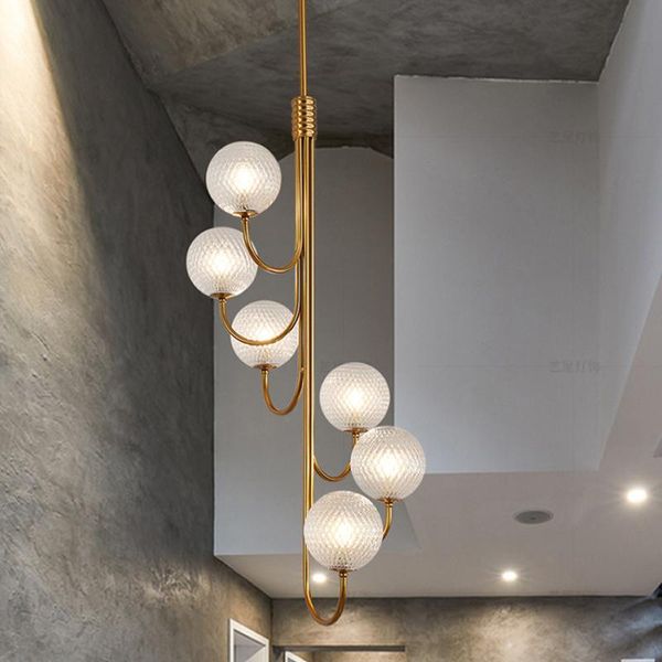 

chandeliers spiral glass ball chandelier staircase duplex house stair droplight villa stairwell hanging lights hall deco