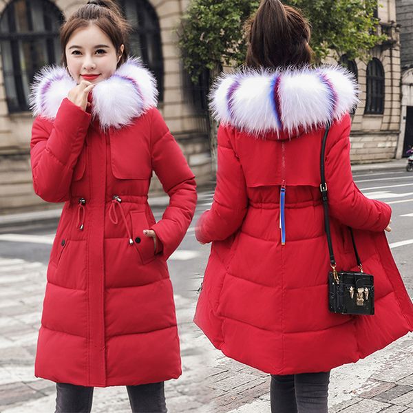 

2021 new coats long cotton casual fur hooded jackets women thick warm winter parka female plus size overcoat coat 7ihx, Black