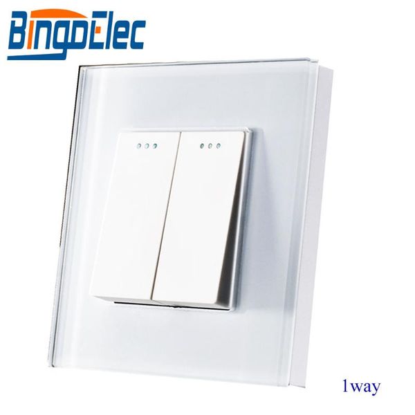 

smart home control bingoelec eu standard mechanical switch 2 gang 1 way push button crystal glass panel wall light