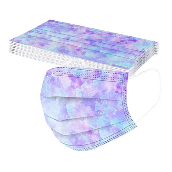 

disposable chilen's tie dyeing mixed color printing mask men's and women's protective three-layer