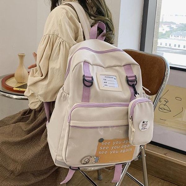 

joypessie fashion canvas women backpack kawaii bookbag for teenager girls bag cute college schoolbag female travel mochila purse