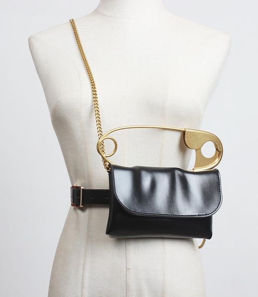 

belts ins style big metal pin waist bag black belt corcodile tiger patterns pu women 2021 korean chains fashion, Black;brown