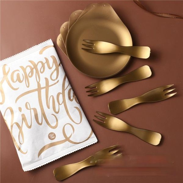 

disposable dinnerware metallic happy birthday water drop dinner plate knife fork spoon dessert tableware set party supplies