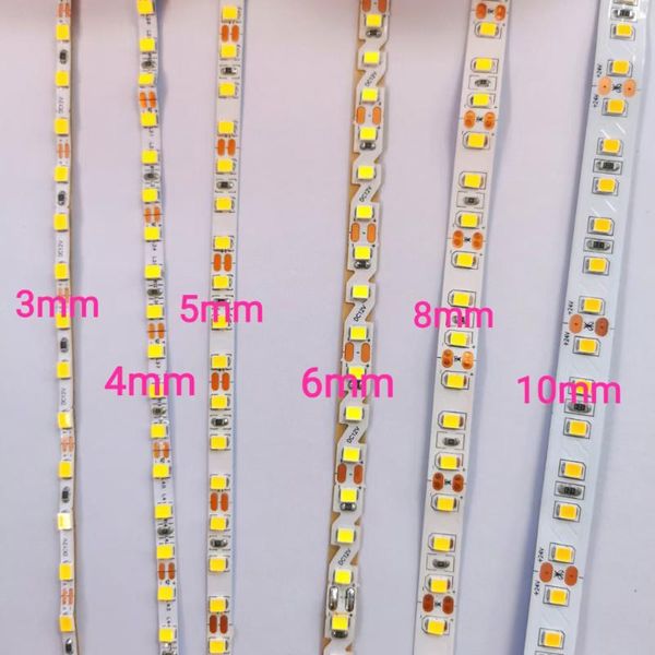

strips 12v 24v smd 2835 flexible led strip tape light 3mm 4mm 5mm 6mm 8mm 10mm 15mm width lamp kitchen home decor 5m/roll