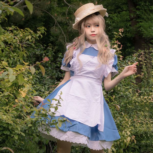 

lolita maid dress kawaii women cosplay costume japanese style puff short sleeve tea party princess dress for women clothes, Black;gray