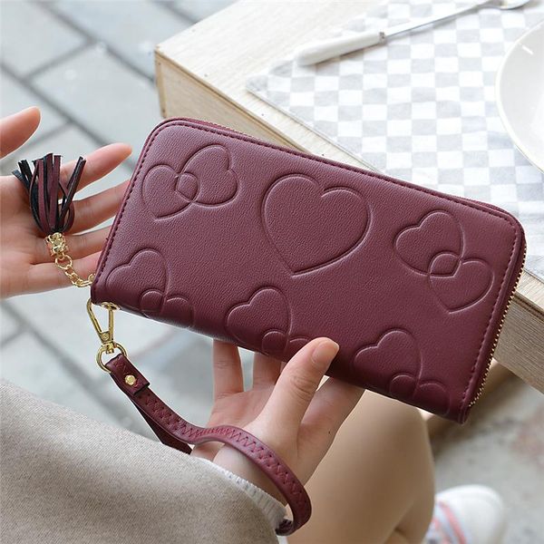 

wallets purses women bank/id/ holder wallet red/black/brown/blue ladies zipper cellphone bags for