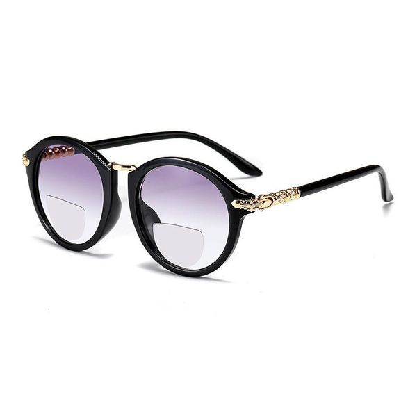 

sunglasses fashion retro women round frame bifocal reading female travel driving presbyopic eyeglasses look near far glasses, White;black