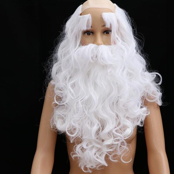

party hats santa claus white long beard eyebrows wig cosplay headdress props