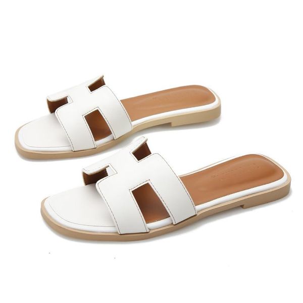 

slippers 2021 ladies sandals fashion one-line vacation flat-heeled casual soft sole dating all-match non-slip, Black