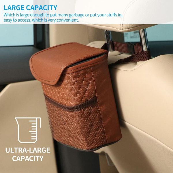 

car organizer universal trash can storage box waterproof hanging garbage bin for large capacity holder