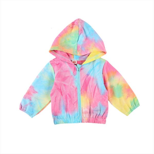 

autumn kid baby girls long sleeve tie dye hooded coat zipper jacket, Blue;gray
