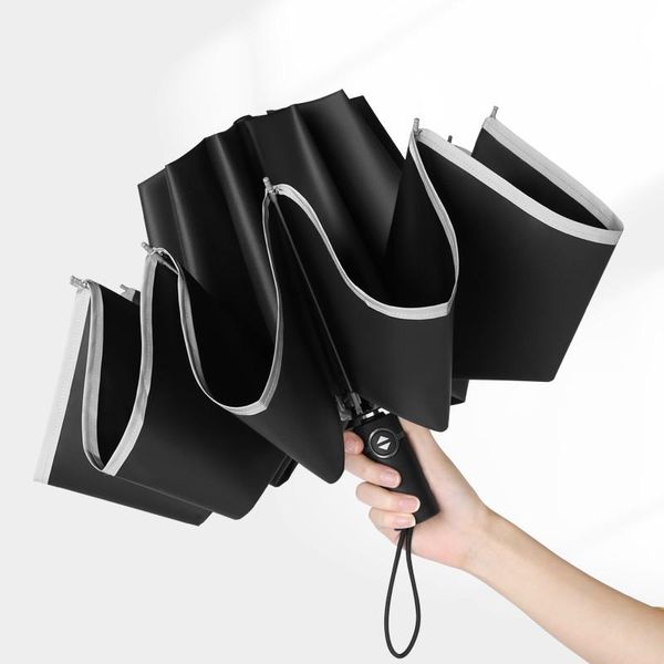 

umbrellas car men automatic umbrella reflective reverse windproof 3 fold large business guarda chuva rain gear da60y