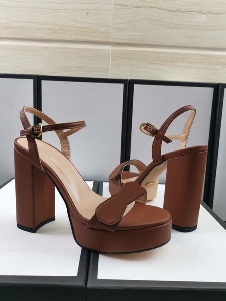 

classic mid high heeled sandals rough coarse heel leather woman shoes metal buckle parties 10cm high heels belt buckle lady sanda y9fx#, Black