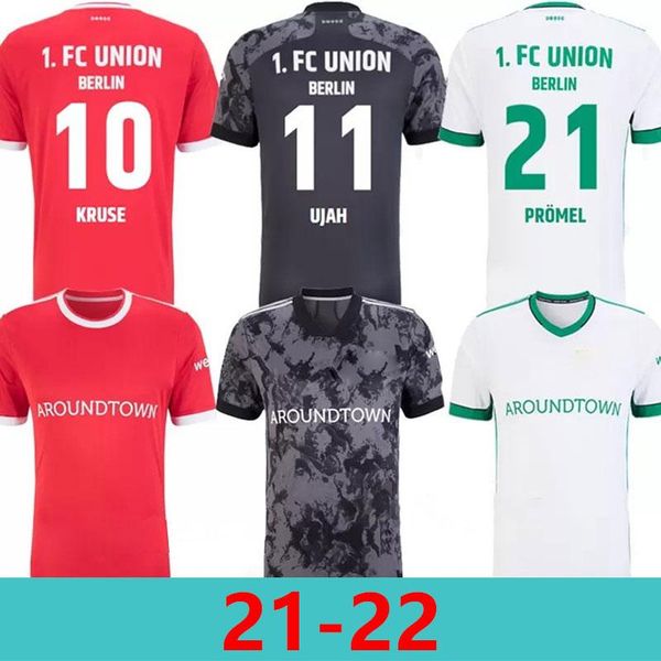 

men's casual shirts union berlin soccer jersey 21 22 third home away red black white 2021 2022 shirt, White;black