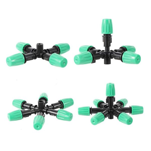 

watering equipments 6mm green 5-7way garden sprinklers with support multi-nozzle adjustable mist atomizing micro irrigation
