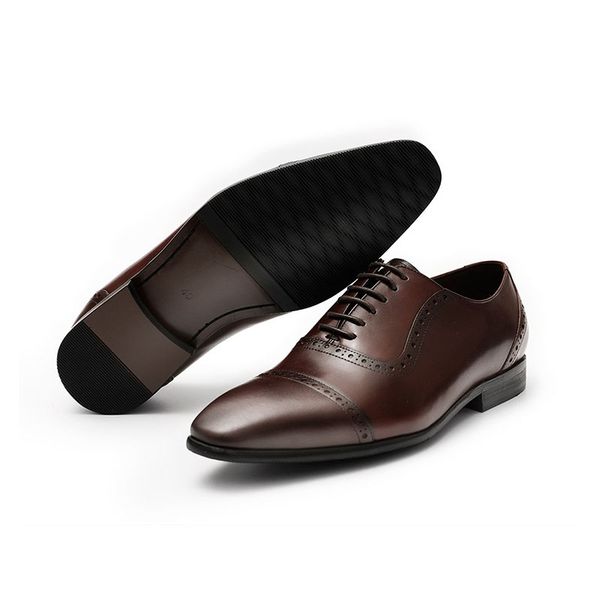 

classic brogue oxford dress shoes men handcrafted genuine leather formal business wedding party shoes for men c25, Black