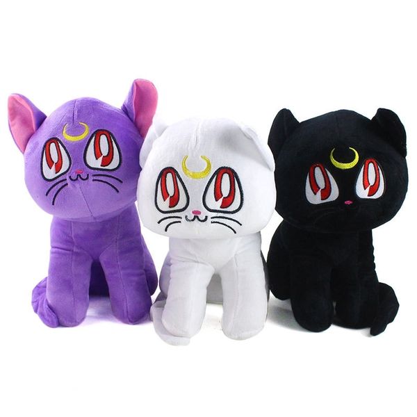 

japanese girl warrior purple white black cat luna cat cartoon plush doll