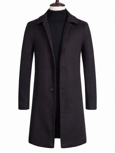 

men 1pc button front solid overcoat 03kt#, Black;brown