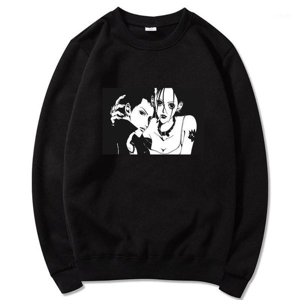 

manga nana osaki fashion street long-sleeved printed sweatshirt men japanese anime loose casual polar fleece pullover men's hoodies & s, Black