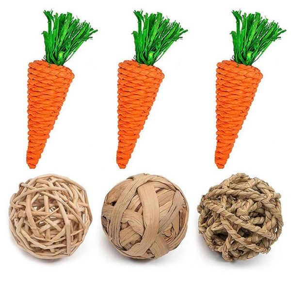 

small animal supplies 6pcs/set molar toy healthy attractive plastic hamster wooden rattan ball set for squirrels