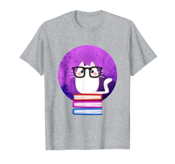 

nerdy cat funny book nerd librarians t-shirt, White;black