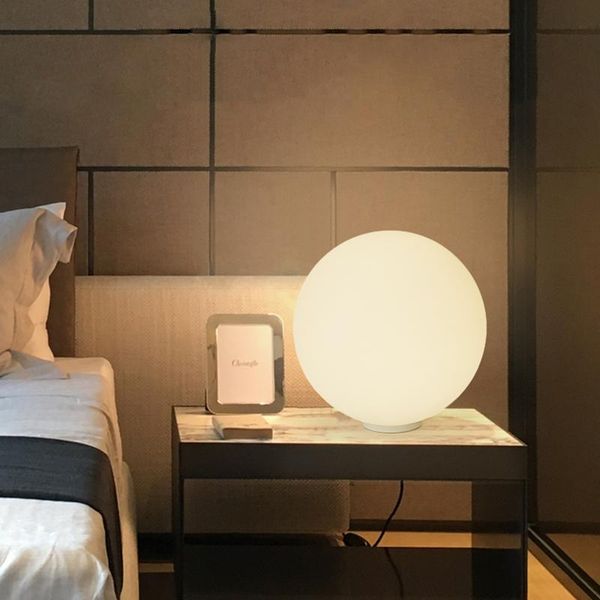 

creative glass ball table lamp frosted globe table lights for bedroom beside lamp nightstand living room home art decor led