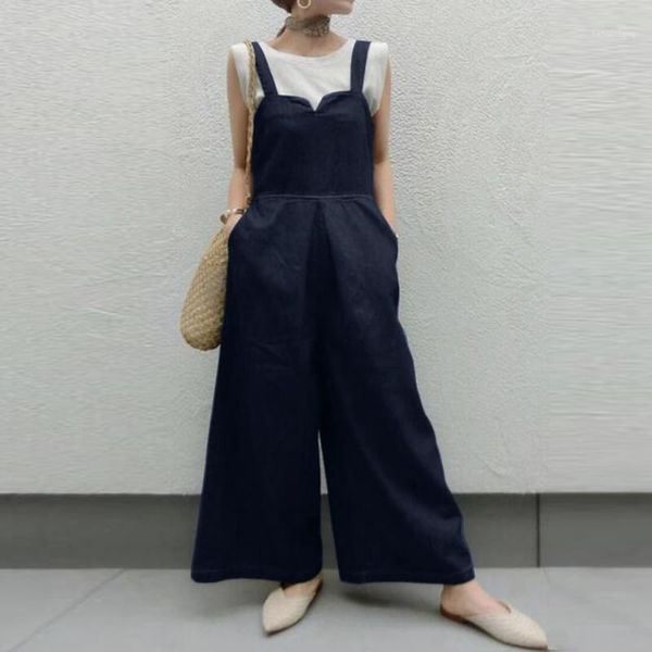 

women's jumpsuits & rompers women's 2022 elegant work ol dungarees summer solid overalls women high waist playsuits female wide le, Black;white