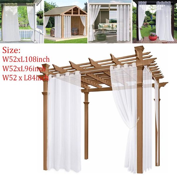 

curtain & drapes 2 panel outdoor patio waterproof curtains pavilion half privacy balcony white sheer garden decoration