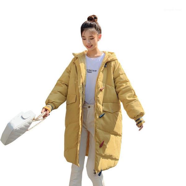 

hooded ladies coat long parkas oversize winter jacket women mid-long thick down female women's, Black
