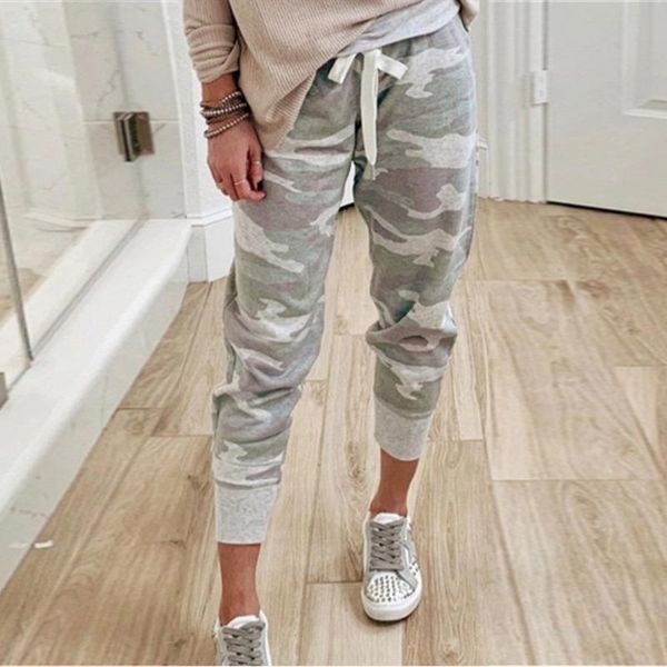 

women's pants & capris 2021 women camouflage print casual drawstring jogging trousers sweatpants, Black;white