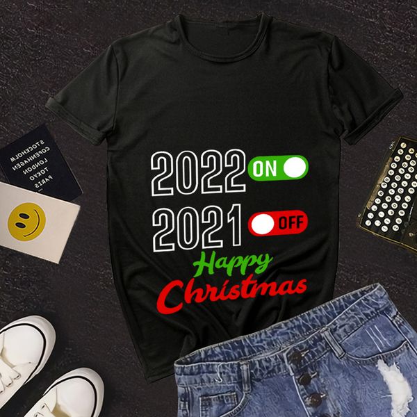 

women short sleeve t-shirts summer christmas pattern english letters printing round collar pullovers girls casual sport loose street wear o, White