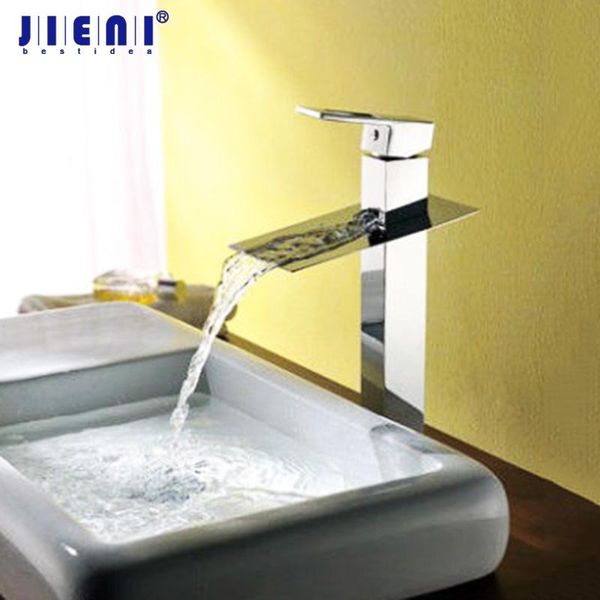 

bathroom sink faucets solid brass tall waterfall chrome water power tap basin faucet mixer vanity vessel sinks