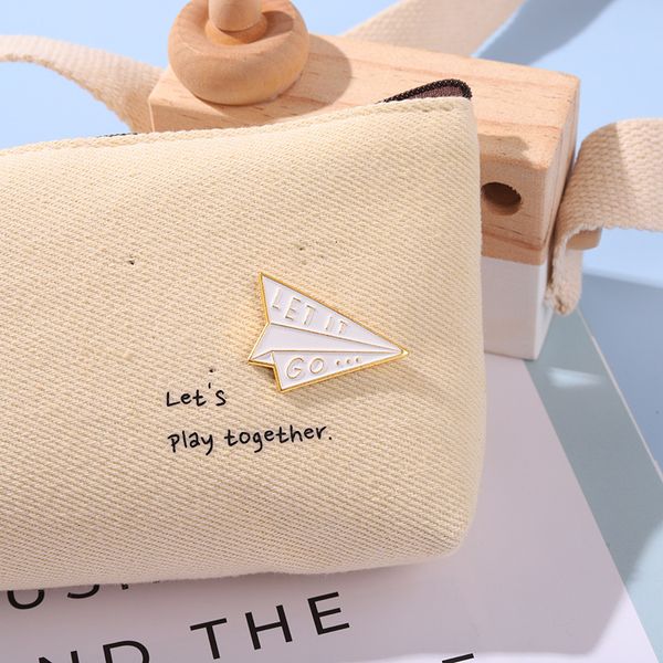 

european paper plane model letters brooches pins oil drop alloy enamel clothes badge accessories children white bags cowboy sweater lapel pi, Gray