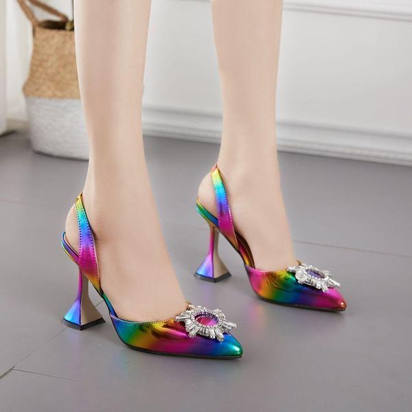 

buckle colour will code slipper 35-42 2021 temperament nightclub rhinestone, Black