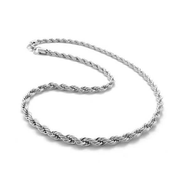 2021 925 Sterling Silver 2mm 3mm Torcido Corracha Cadeia Colares Para As Mulheres Homens Moda Jóias 16 18 20 22 24 28 28 30 Polegadas