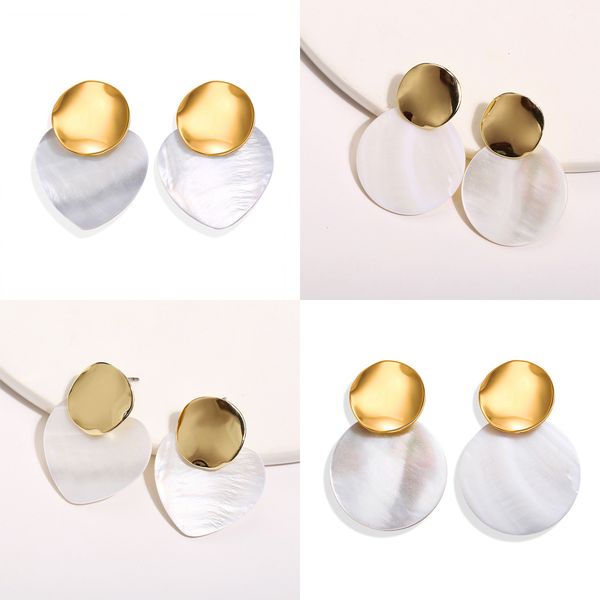 

50330a1 creative simple acrylic earrings temperament peach heart round earrings, Silver