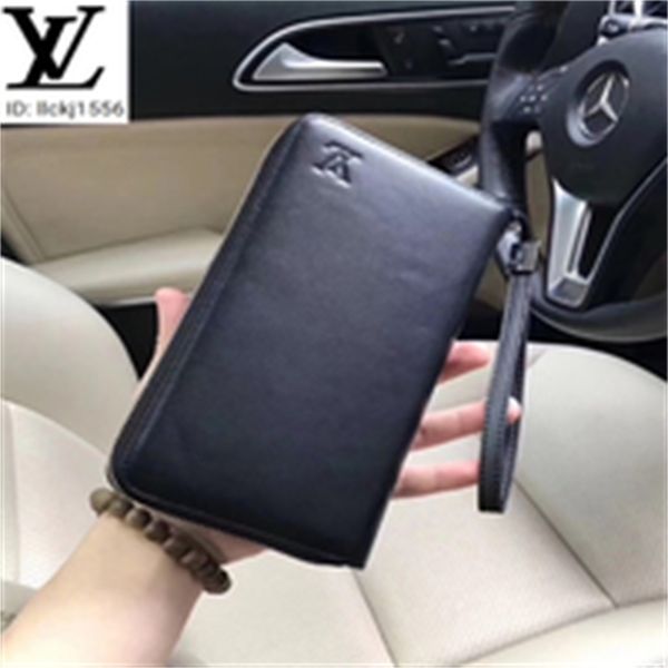 

designer luxury vvy8 m60014 cowhide plain zipper wallet men real leather long chain wallets compact purse clutches evening key brand card ho, Red;black