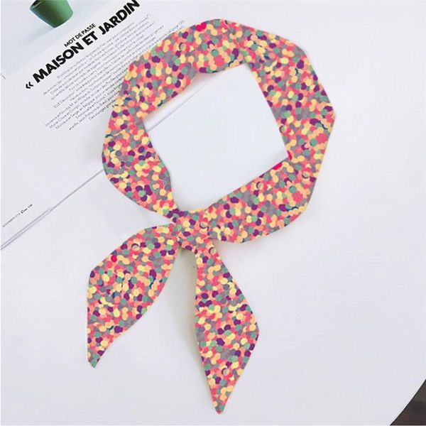 

scarves pinksee 95*5cm shiny pattern printed women scarf soft chiffon simulation silk handkerchief bag, Blue;gray