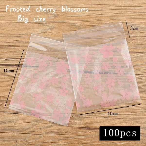 

gift wrap 100pcs/lot cookies packaging bag transparent cherry blossoms homemade snack food party baking biscuit candy 10x10
