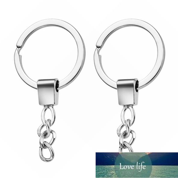 

10pcs/lot polished silver color 30mm keyring keychain split ring with short chain key rings women men diy key chains accessorie