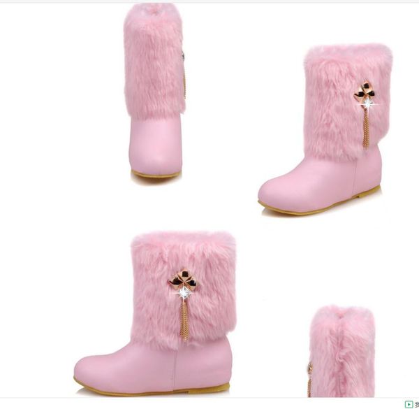 

women's boots in winter flat bottom round head@6002, Black