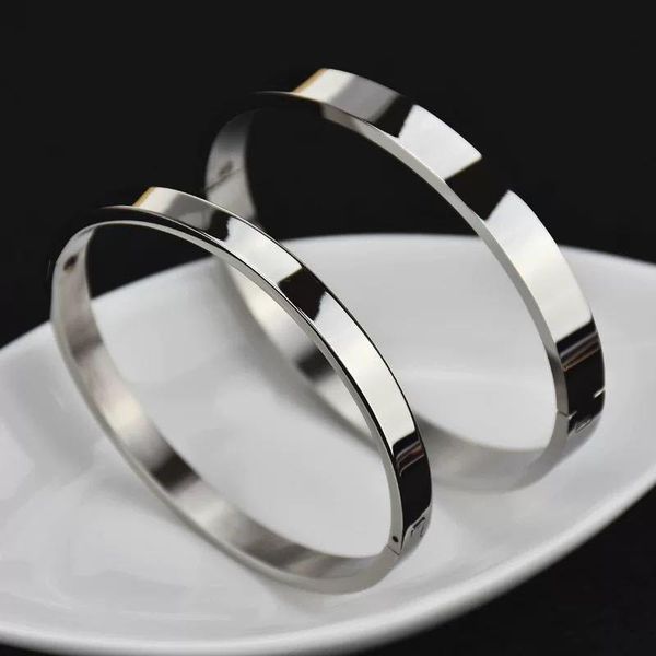 

bangle stainless steel bracelet batch simple glossy couple rose gold, Black