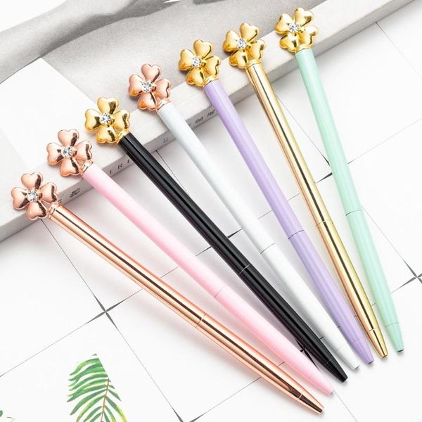 

ballpoint pens cute metal pen lucky clover signature business advertising gift, Blue;orange