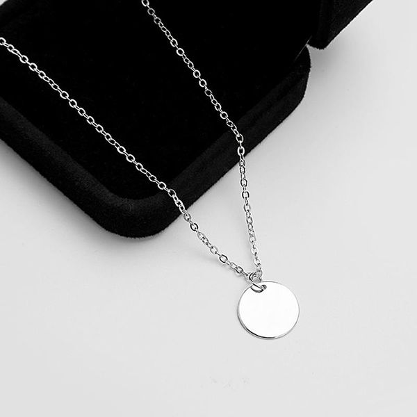 

chains women lady necklace chain round pendant simple chokers jewelry decoration gifts swd889, Silver