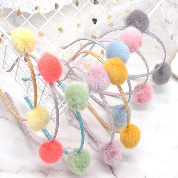 

hair accessories children's headband female cute lamb ball headdress net celebrity girl wash face non-slip pressure, Slivery;white