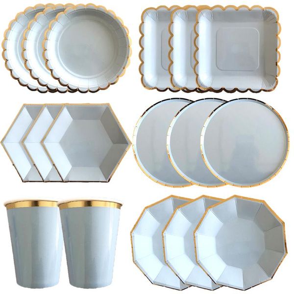

disposable dinnerware gold blue tableware paper cup straws napkins plate for 1st birthday decor kids boys baby shower favors party supplies