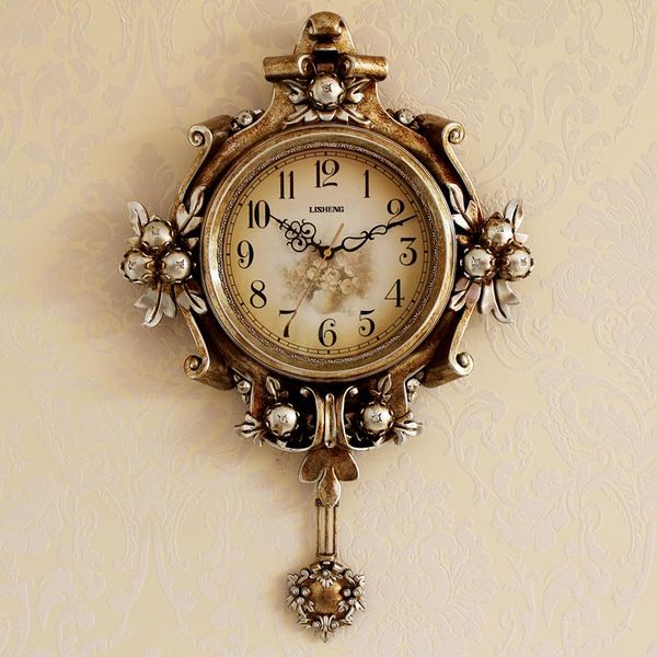 

wall clocks creative luxury clock retro vintage antique pendulum american style reloj de pared living room decor eb50wc